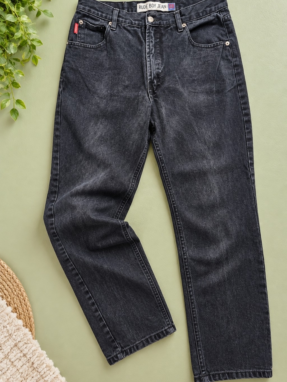 Vintage Bugle Boy 705 Jeans Mens 33x30 Black Wash 100% Cotton Straight Leg 90s